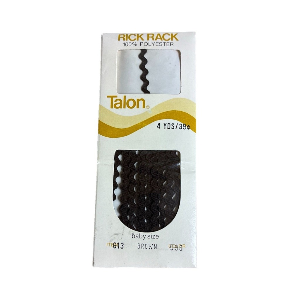 Talon Rick Rack‎ Baby Size Brown 4 Yards Polyester Vintage 1973 NEW